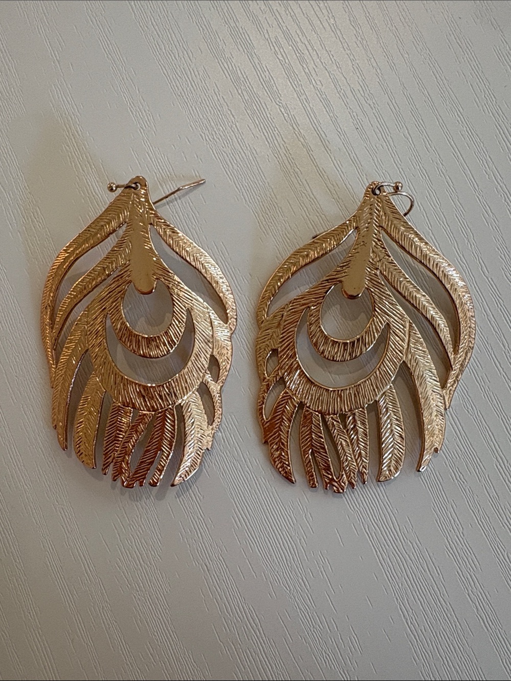 Rose Gold Feather Cascade Hoop Earrings - Women Jewelry